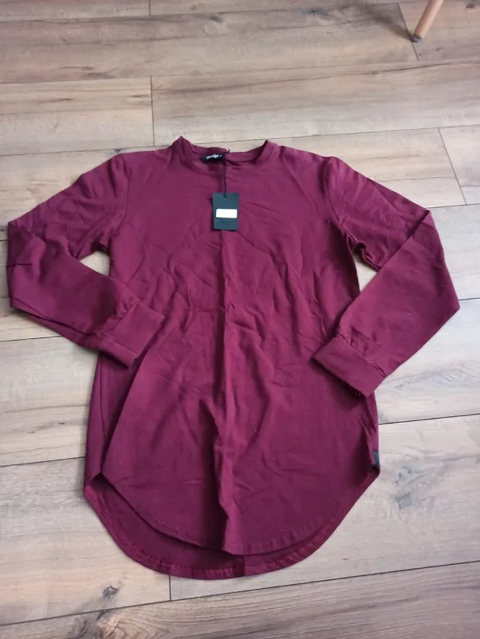 Pull mi-epais homme manches longues bordeaux xl