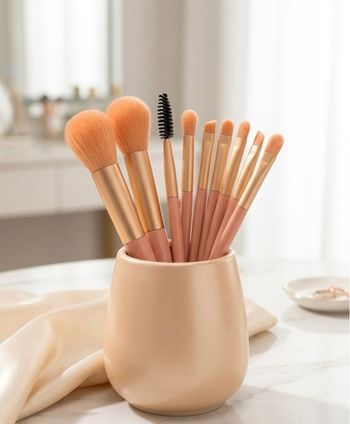 Ensemble de 8 petits pinceaux à maquillage rose Neuf 