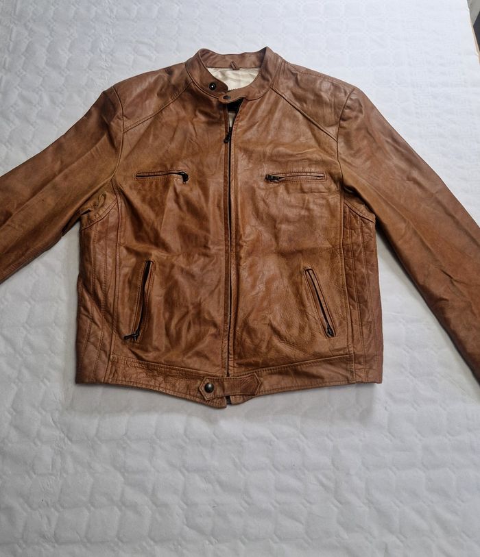 Blouson cuir Bikers , marron , homme , taille L