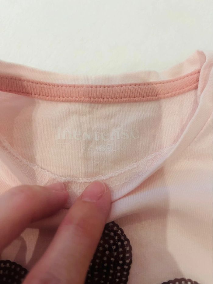 Tee shirt manche longue rose avec fleur 18 mois 84-89cm Inextenso - photo numéro 4