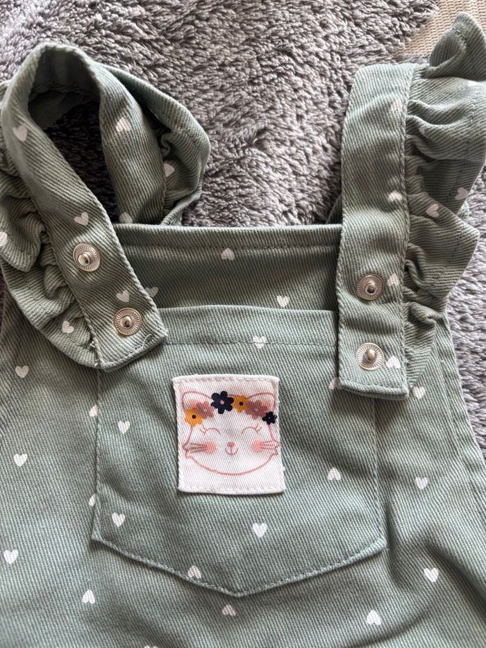 Ensemble robe à cœurs vert sauge t-shirt manches longues 36 mois mes petits cailloux - photo numéro 5