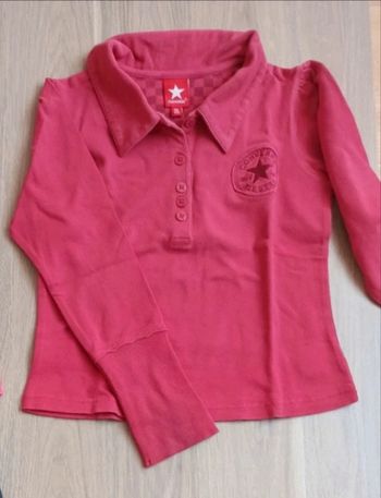 Polo rouge manches longues Converse 8ans