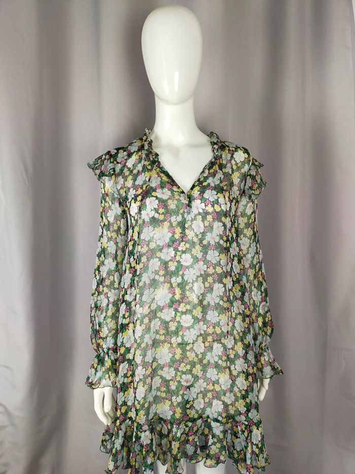 Robe fleurie Maje – Taille 1 – Voile fluide et dorures - photo numéro 3