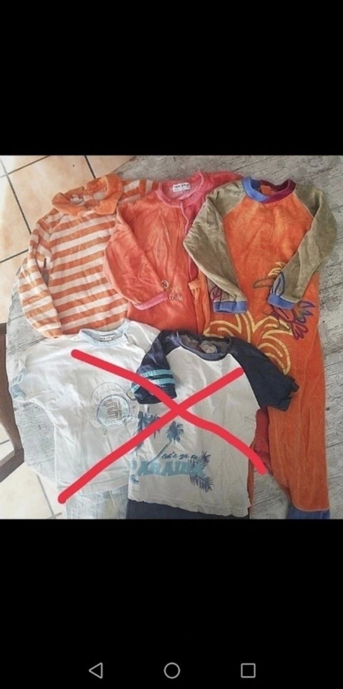 Lot pyjamas chaud orange 2 ans
