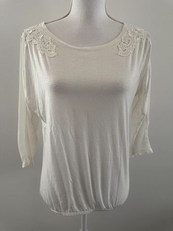 Blouse en dentelle broderie blanche Etam T38 M