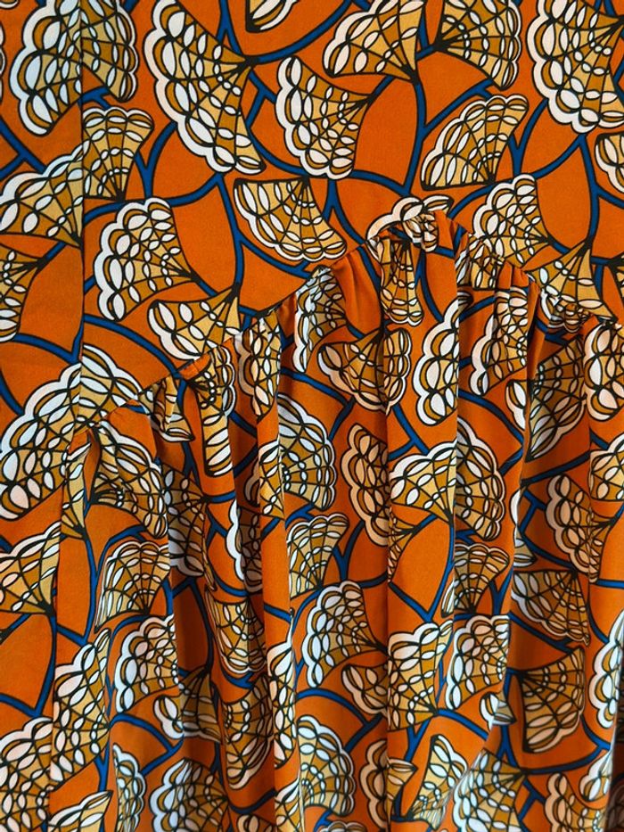 Robe midi orange à imprimé graphique Orféo – T.S - photo numéro 3