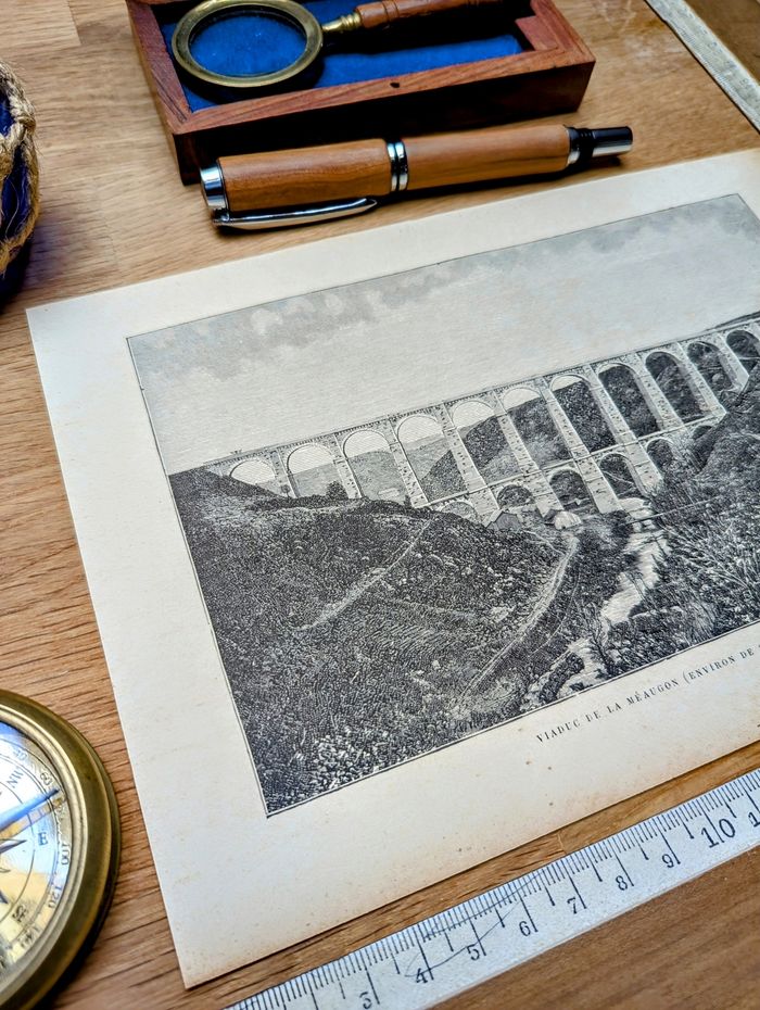 Imprimée en 1890, viaduc de La Méaugon, Saint-Brieuc. Original Vintage Authentique. - photo numéro 5