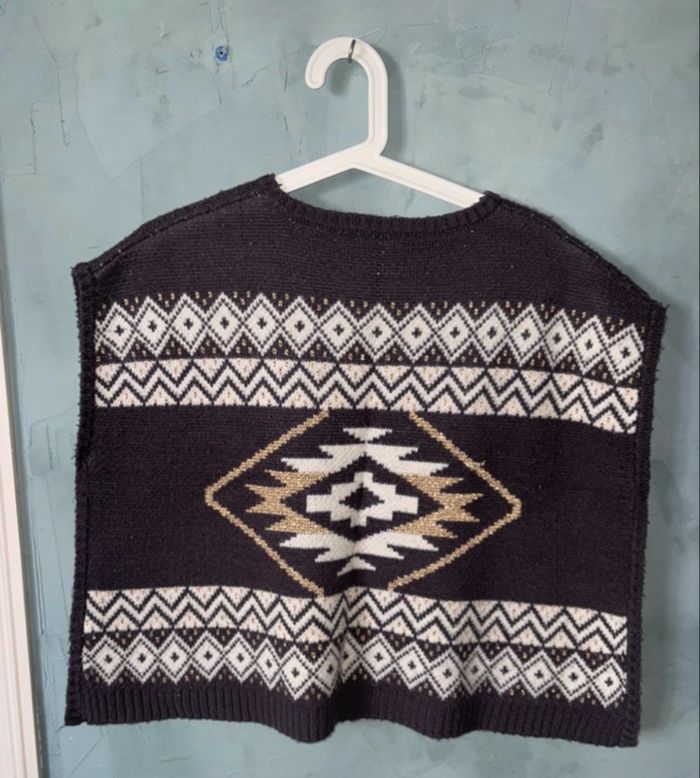 Poncho fille gris doré taille 10 ans hiver - photo numéro 2