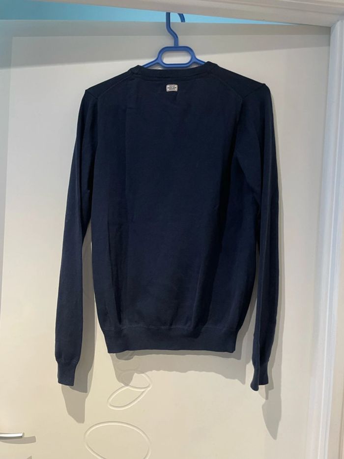 Pull à manches longues bleu marine col rond écriture orange Kaporal taille S - photo numéro 5