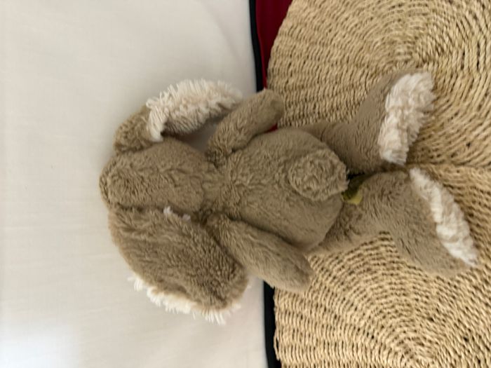Peluche Edgar le lapin LES PETITES MARIE gris beige blanc poils longs - photo numéro 4