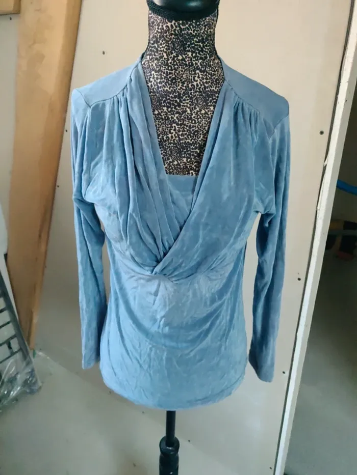 Haut col v drapé y2k vintage