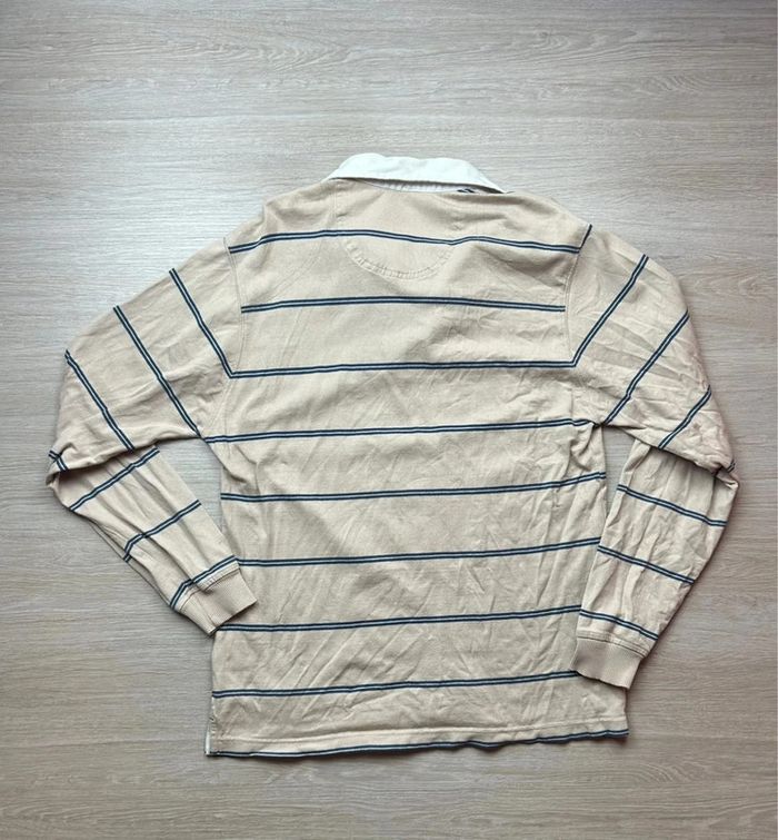 Polo rugby manches longues IZOD Retro Varsity rayé beige et bleu - Taille S - photo numéro 5