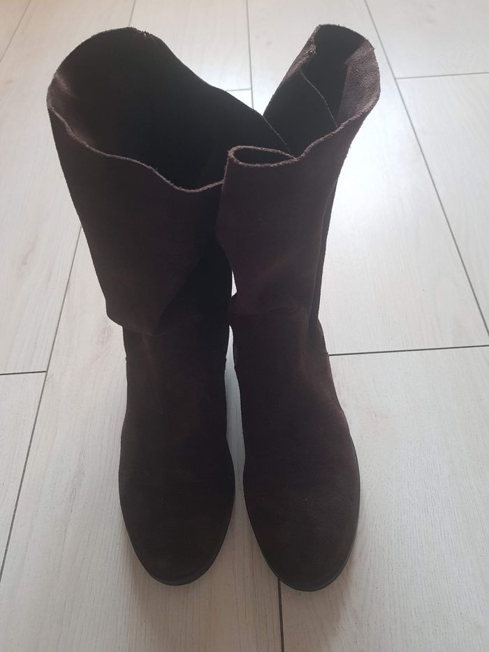 Magnifique bottes en cuir et nubuck marron pointure 36 André - photo numéro 4