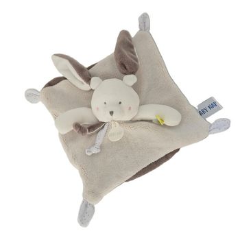 Doudou plat Lapin gris Les Layettes taupe marron BABY NAT