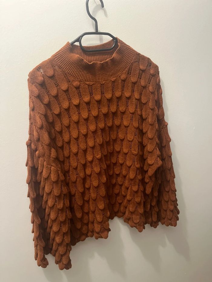 Pull marron /camel manches évasées taille unique