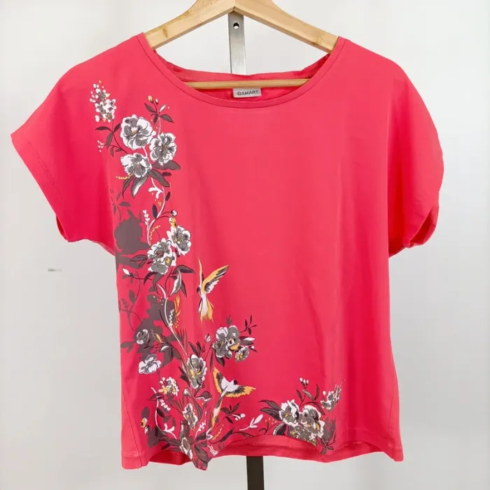T-shirt corail fleuri Damart – Taille M (38/40) A707