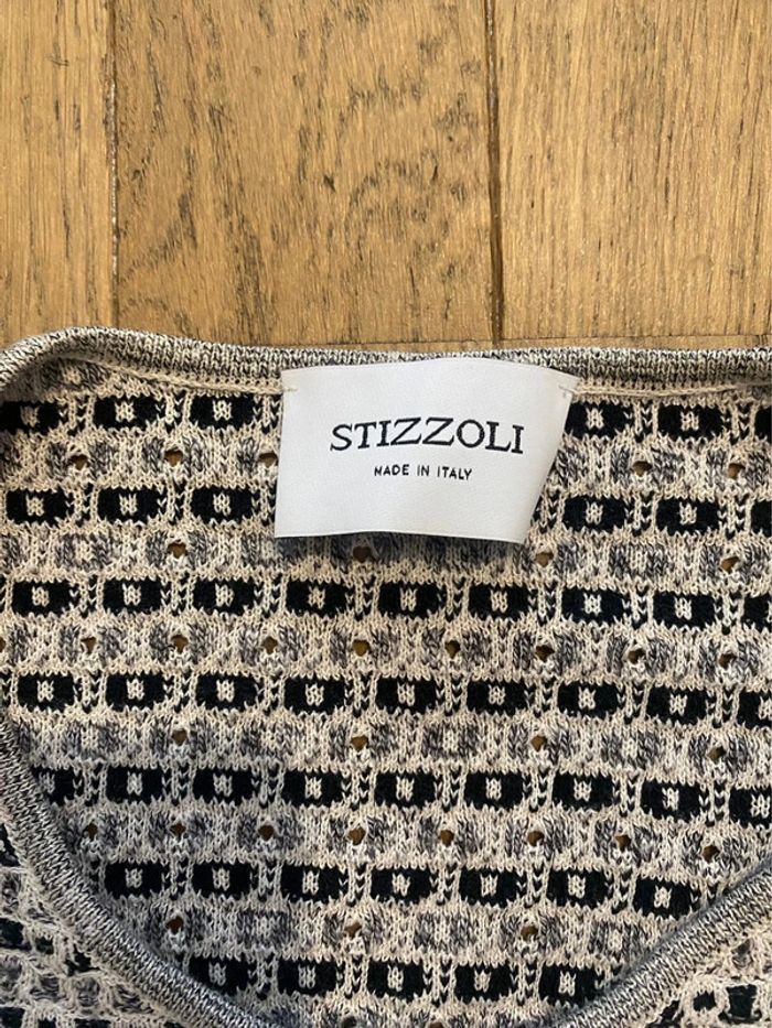 Veste longue en jacquard fin bleu et blanc Stizzoli taille 52 IT (48 FR) - photo numéro 3