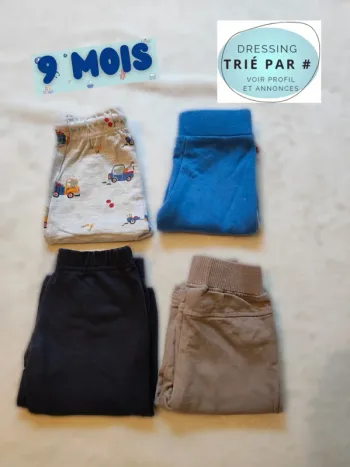 Lot 4 pantalons jogging 9 mois
