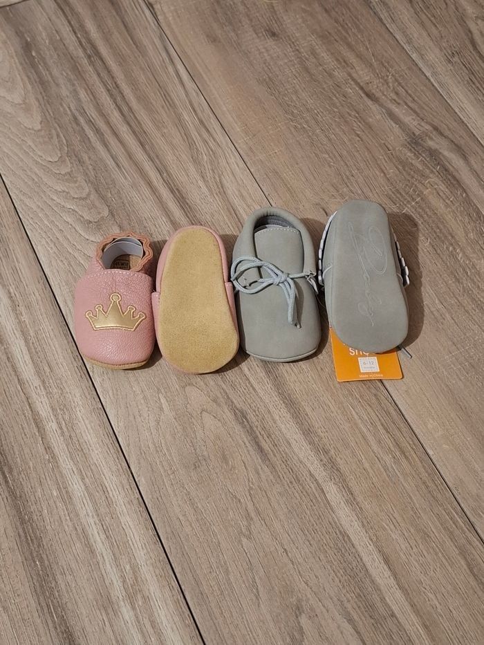 Lot 2 Chaussure fille bébé puériculture gris rose 6/12 mois - photo numéro 2