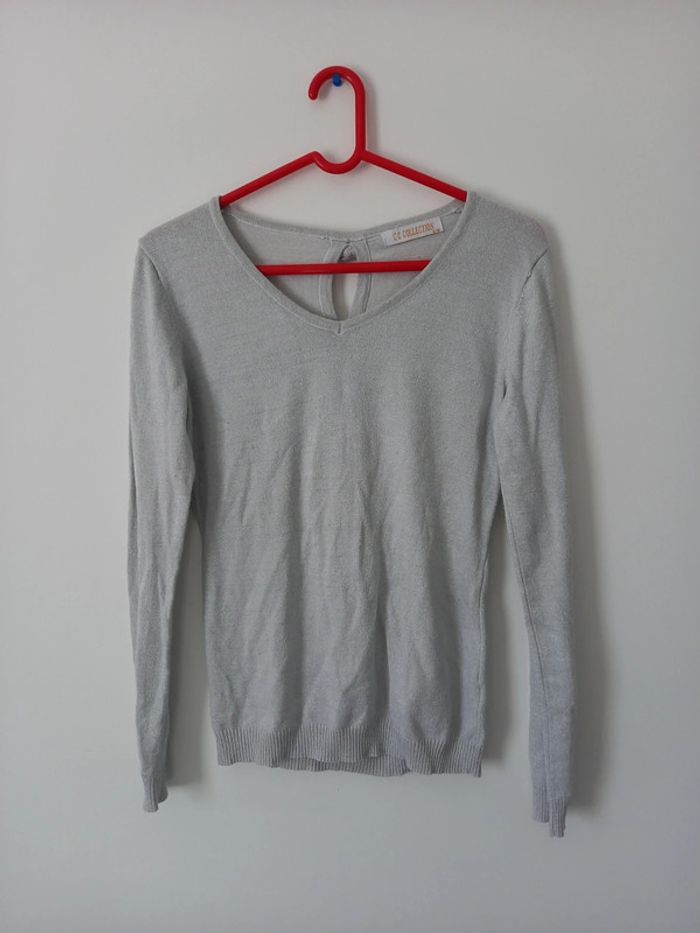 Pull blanc irisé
