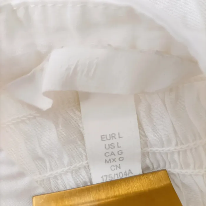 Blouse blanche à volants et smocks col rond – viscose – taille L A1010 - photo numéro 13