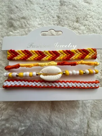 Lot bracelet brésilien jaune orange coquillage