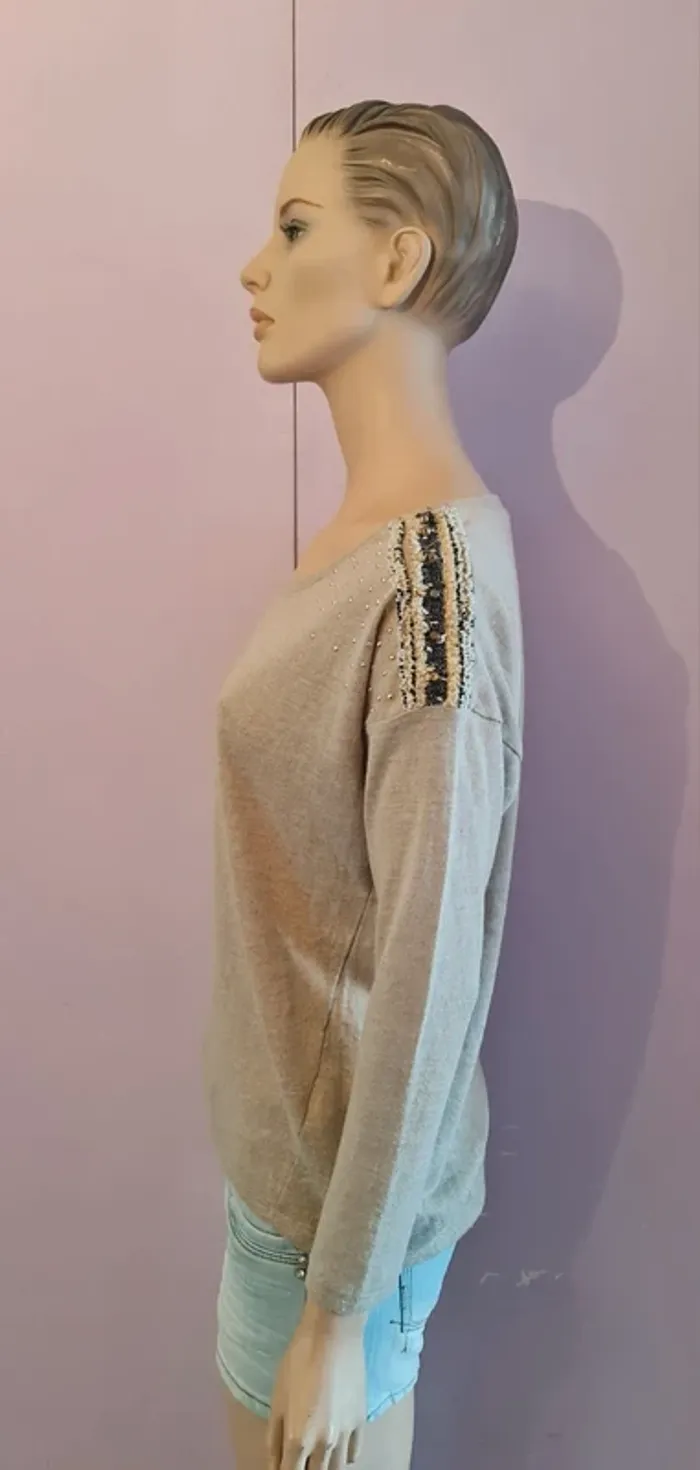 Pull fin femme beige - photo numéro 2