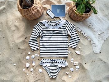 JACADI - MAILLOT DE BAIN 2P BÉBÉ FILLE BLANC & MARINE ANTI UV & BORDS PÉTALES 6M