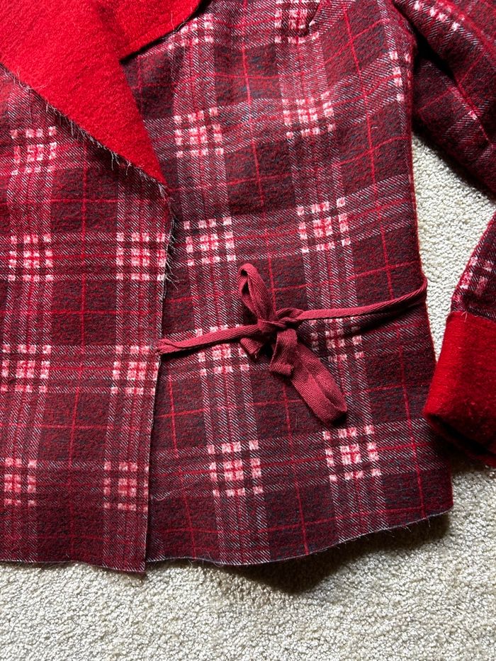 ❤️🔥 BLAZER VINTAGE ROUGE & NOIR – STYLE TARTAN – TAILLE 40 FEMME 🔥❤️ - photo numéro 5