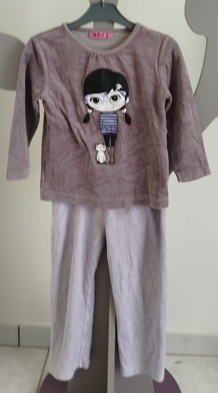 Pyjama gris et mauve NKY taille 4 ans - photo numéro 2