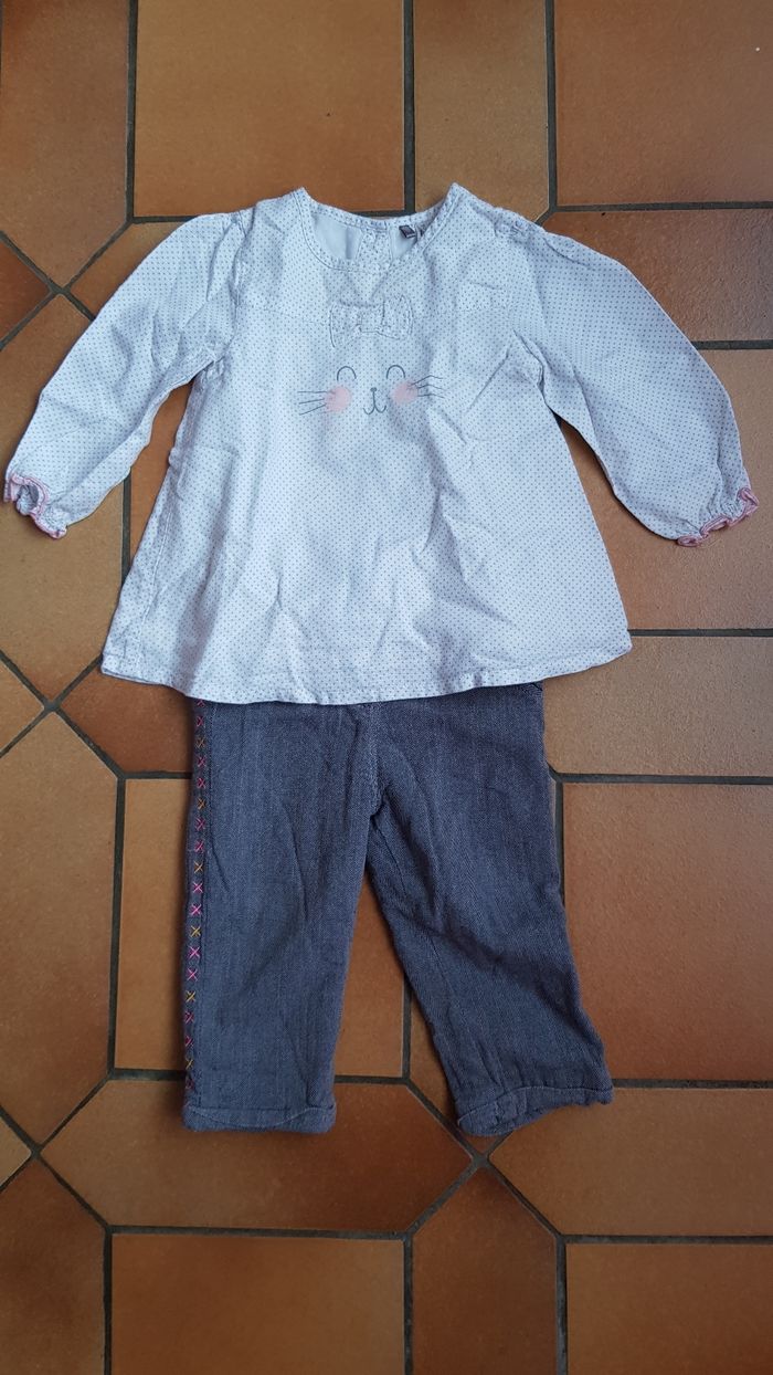 Ensemble blouse- pantalon 12 mois
