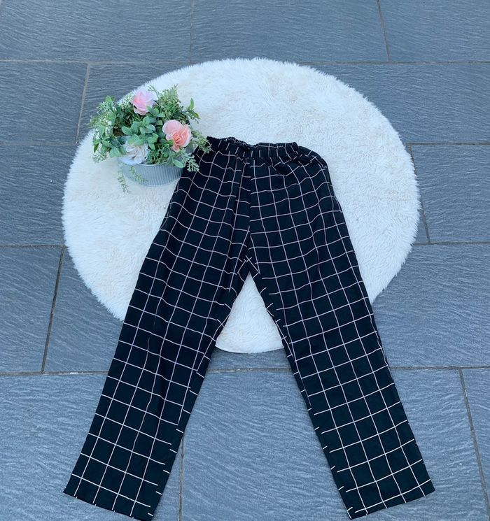 Pantalon fluide à carreaux fille