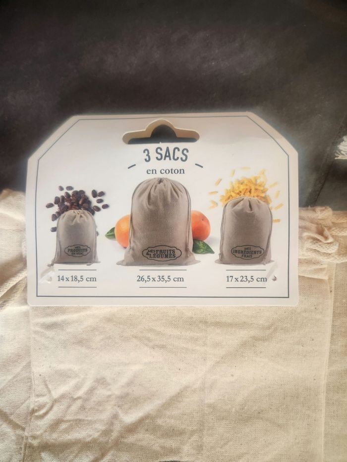 Lot de 3 sacs en coton pour le vrac - photo numéro 2