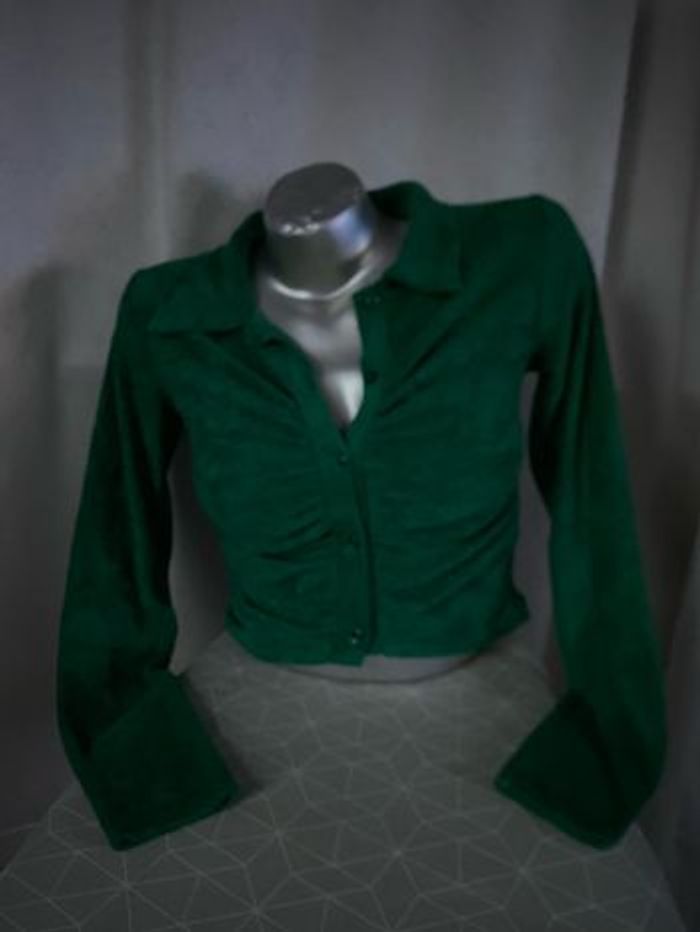 Chemise crop froncé devant vert sapin 38 Prettylittlething - photo numéro 2