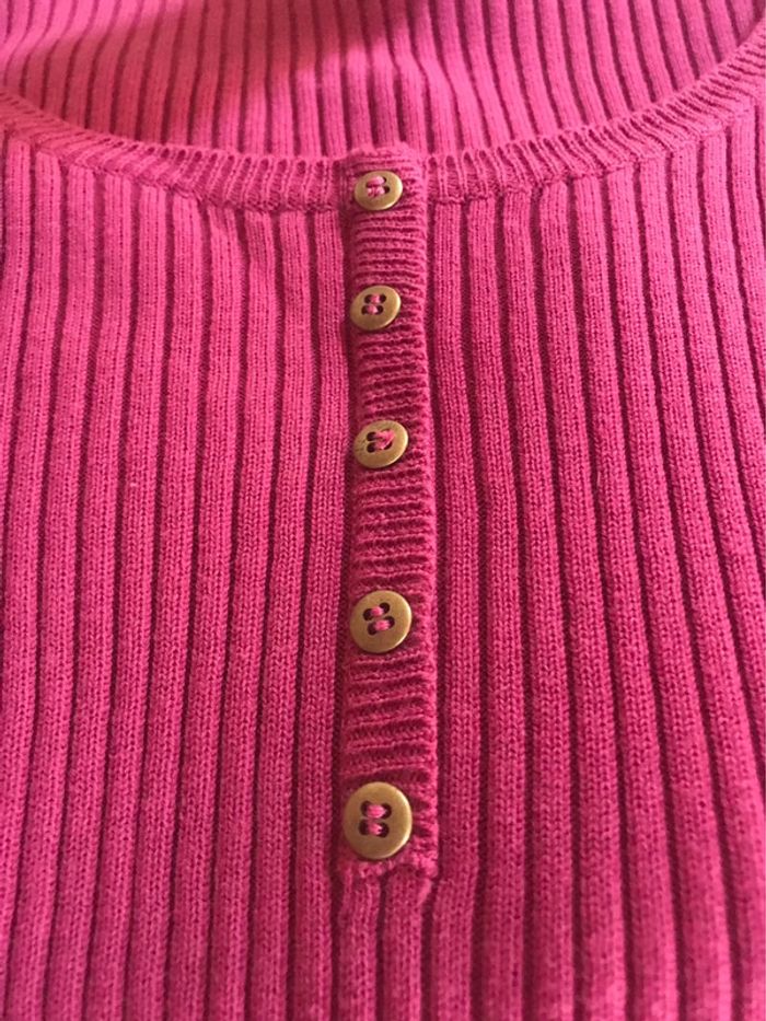 pull col rond échancré vieux rose neuf - photo numéro 3