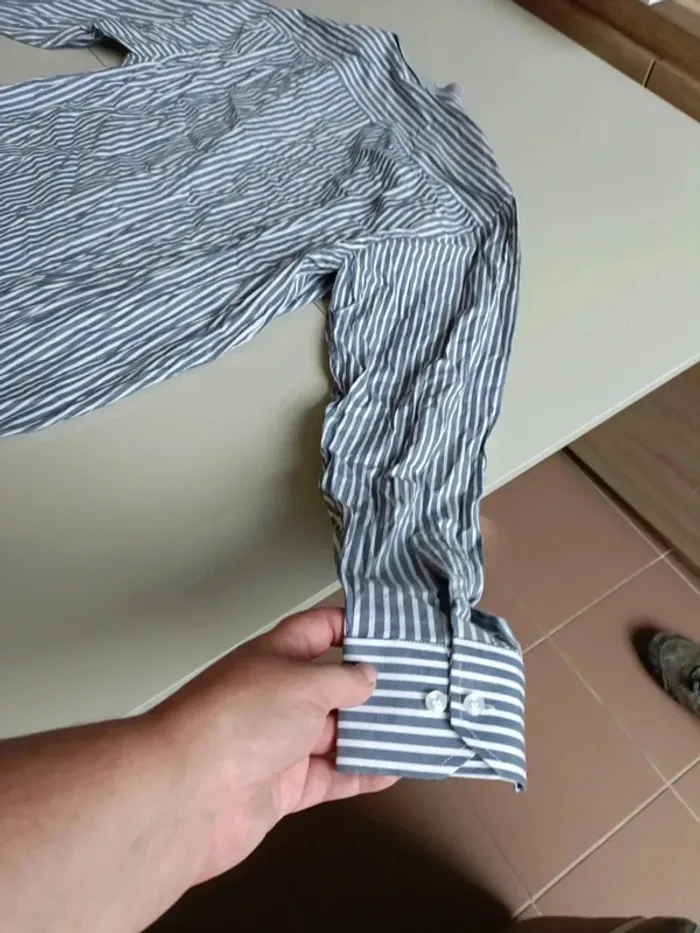 Chemise rayé gris et blanc emporio fashion taille l - photo numéro 13