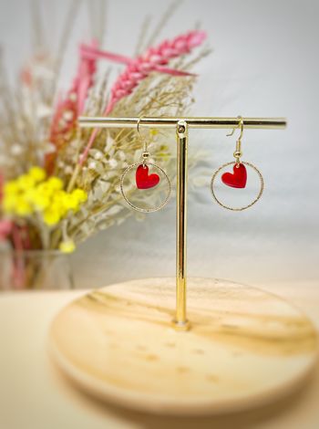 Boucles d’oreilles doré et rouge