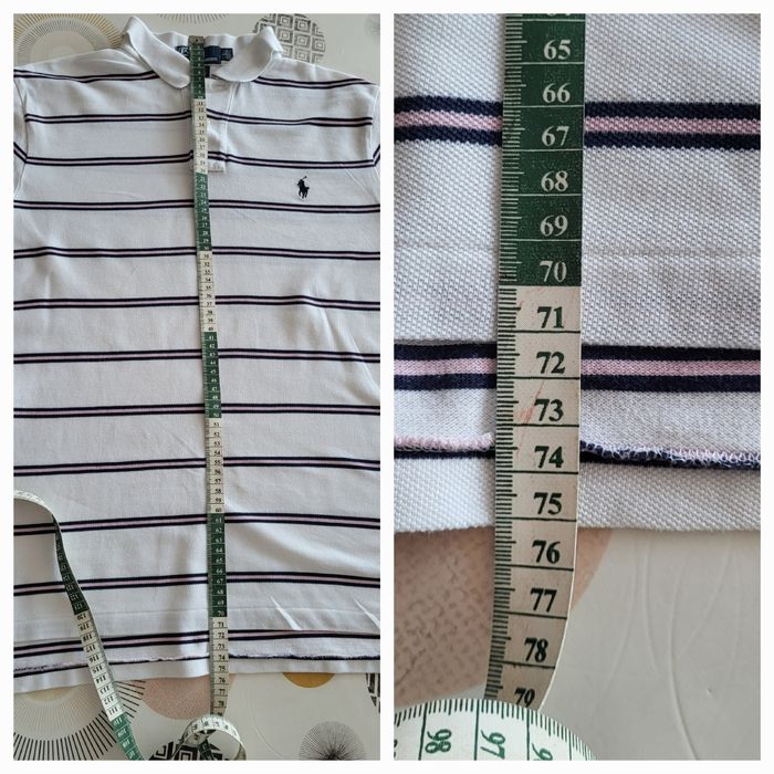 Ralph Lauren Polo MC TL -Custom Fit -Fond Blanc avec Rayures Marine & Rose -100%Coton - photo numéro 7