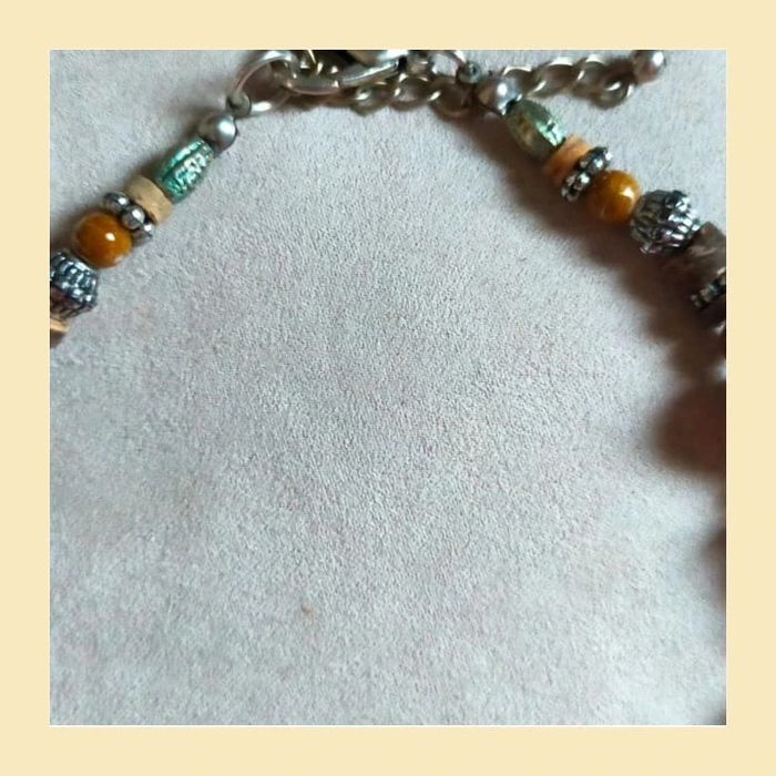 Parure vintage collier + bracelet perles bois & céramique - photo numéro 12