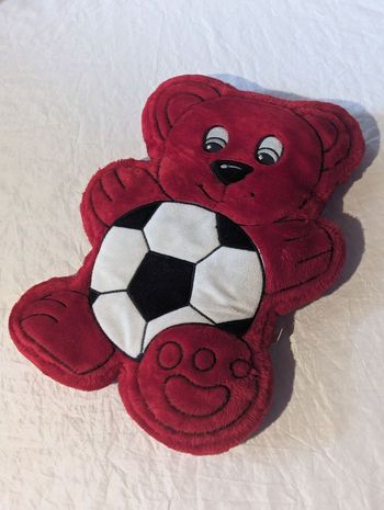 Gros Ours Ourson Rouge Plat Ballon Football Ventre Animal Faune Peluche Petits Enfants Bébés