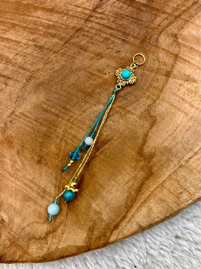 Bijou de cheveux, tresse/dread, macramé imitation pierre Turquoise