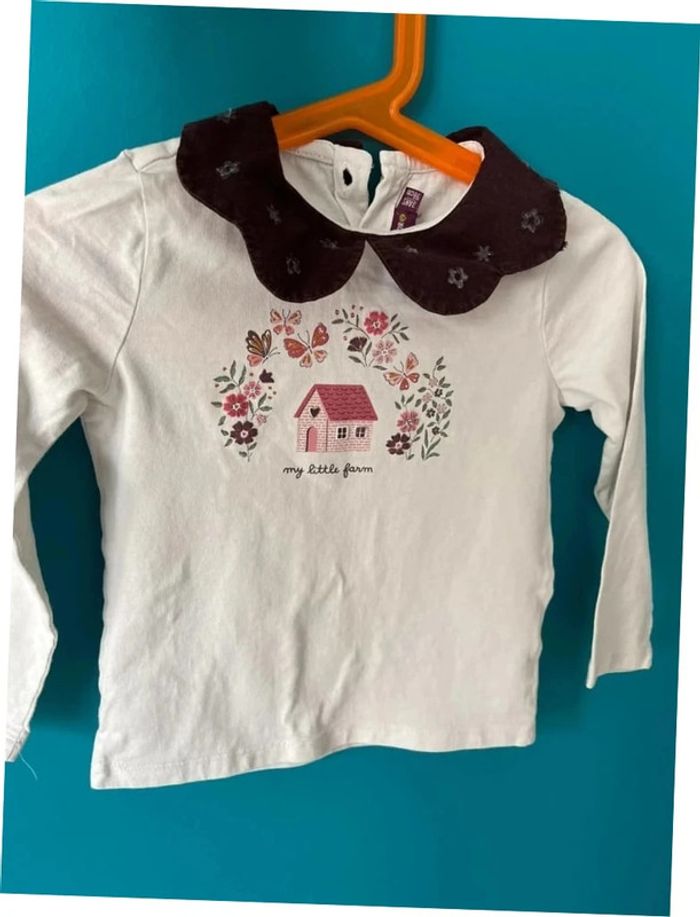 Joli t-shirt manches longues col Claudine 3 ans sergent major