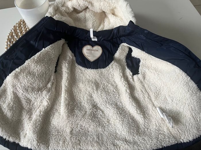 Manteau/Doudoune bleue Marine - motif cœur - 12 mois - photo numéro 2