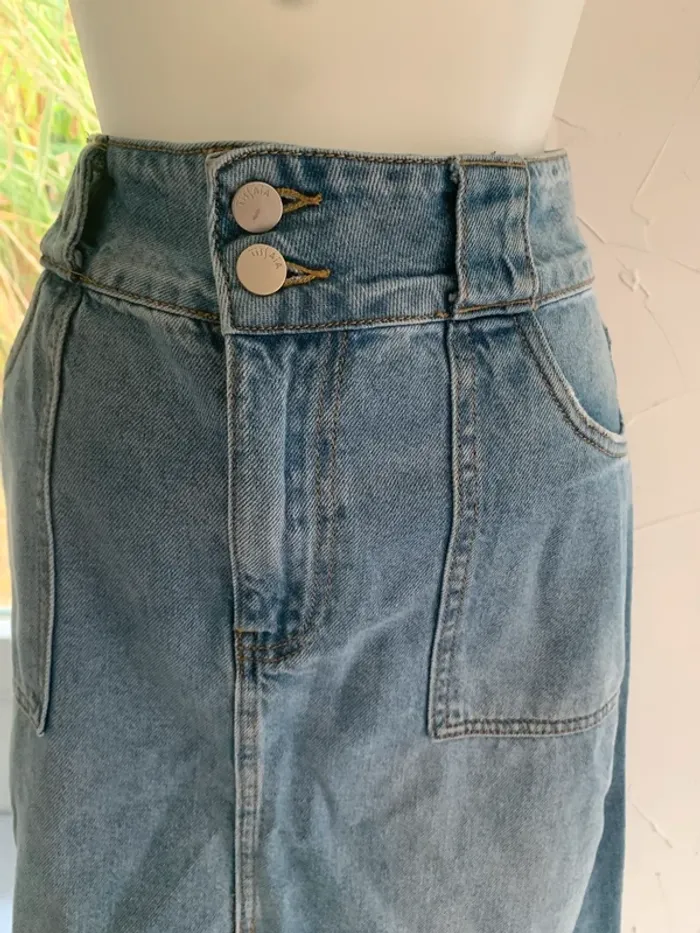 Jupe en jeanTissaia longue taille 42 100%coton - photo numéro 3
