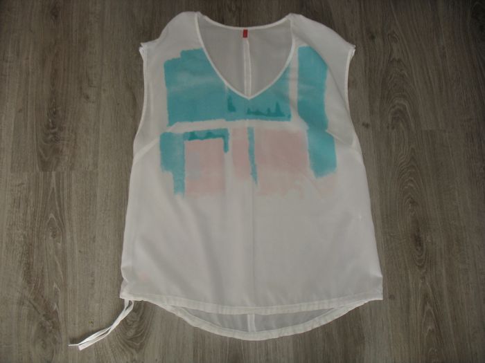 ROBE SM TURQUOISE ET BLANCHE + VOILE BLANC A MOTIFS "MISS CAPTAIN" - TAILLE 40 - n°07 - photo numéro 7