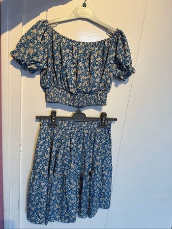 Ensemble bleu été à fleurs