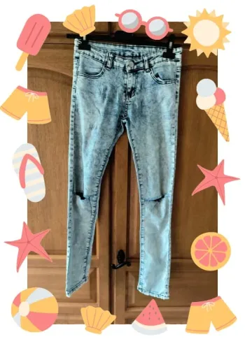 Pantalon jeans skinny destroy fille 14 ans