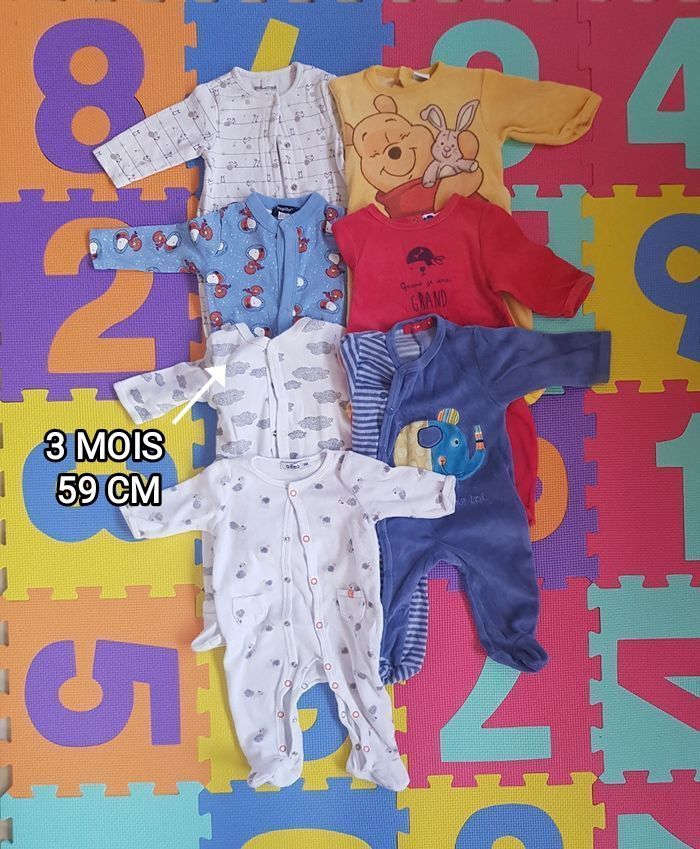 Lot pyjamas chaud 3 mois 59 cm