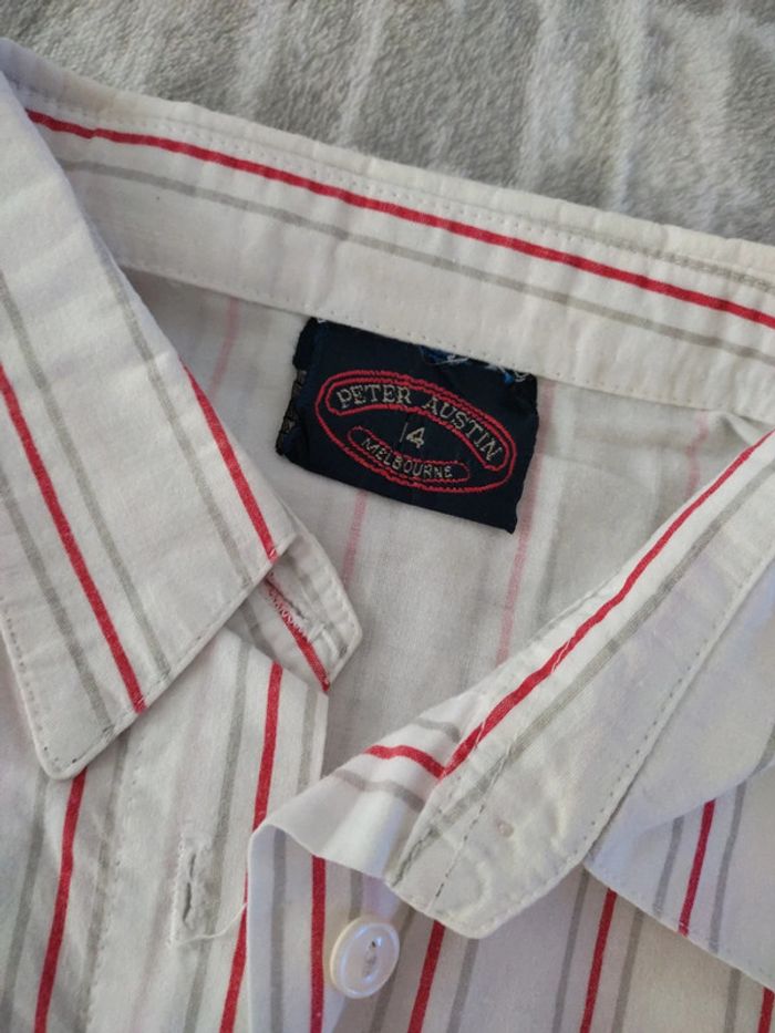 Chemise manches longues à rayures blanc rouge et gris Peter Austin taille xl - photo numéro 3