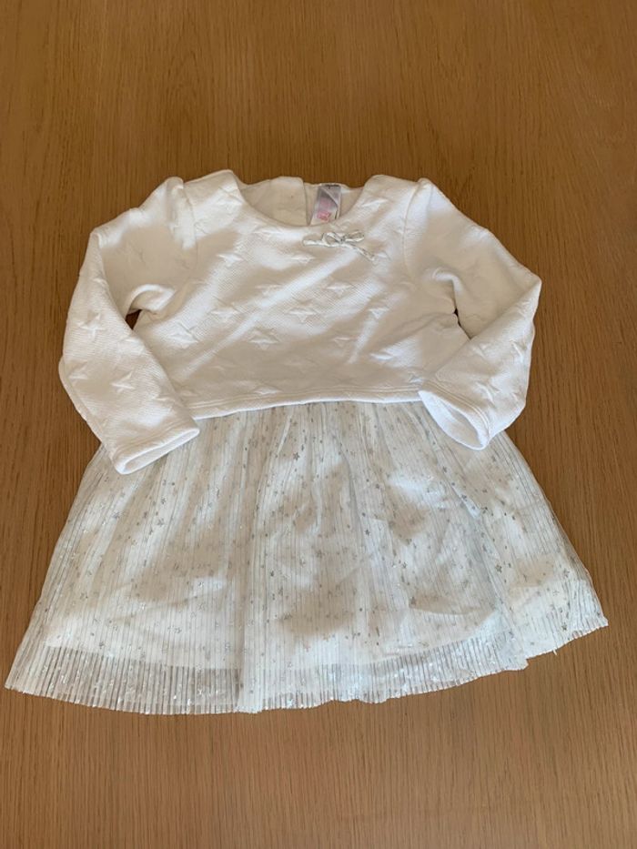 Robe étoiles blanches et argentées taille 80